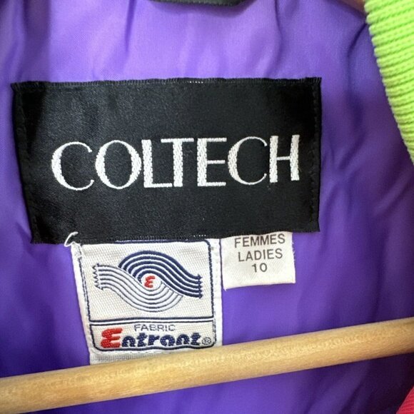 Vintage 80s 90s Neon Coltech Woman 10 L  Ski Jacket Coat Rad Pink Retro Orange - Picture 2 of 11